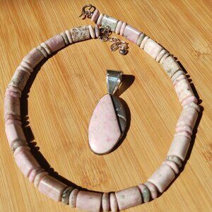 Jay King DTR mine find pink stone necklace large pendant 925 Sterling Silver